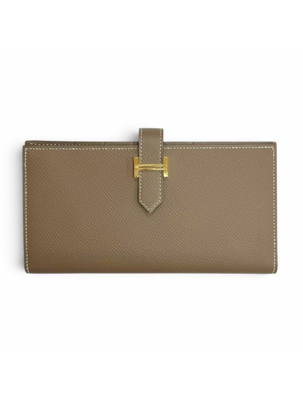 Hermes Bearn Soufflet Veau Epsom Etoupe Gold Bifold Wallet